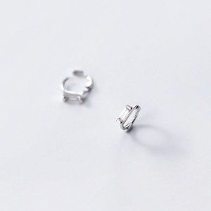 S925 Huggie Earrings- Silver&Clear-8mm SH012